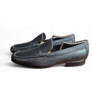 GORDAN RUSH COLLECTION Men's black leather slip on loafer dress shoes size 9.5